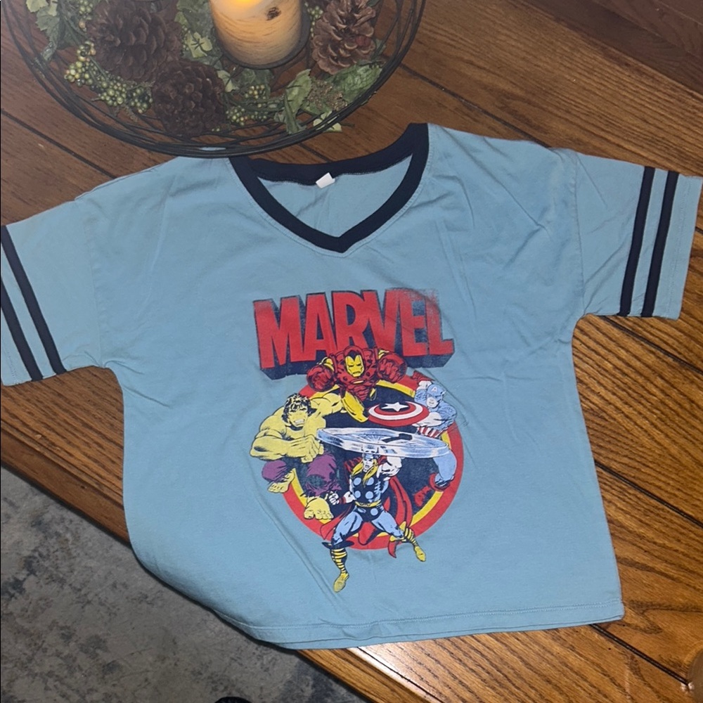 Marvel Red and Blue Graphic Boxy Short Sleeve Tee